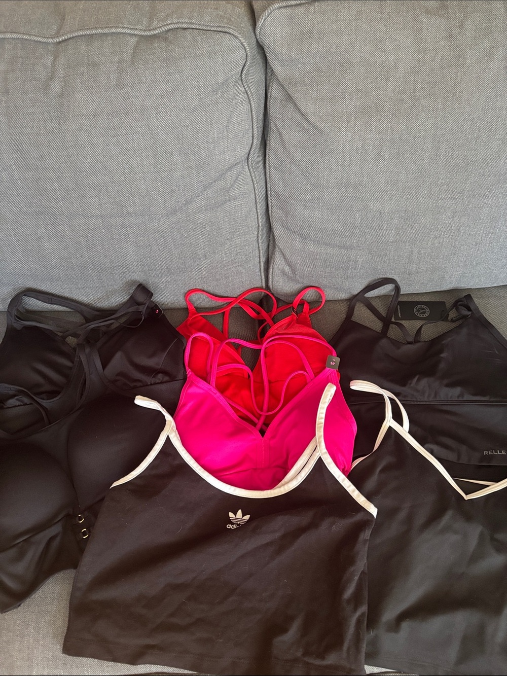 Set of 7 brand new workout top/ sports bra - adidas, Hollister, La senza, small